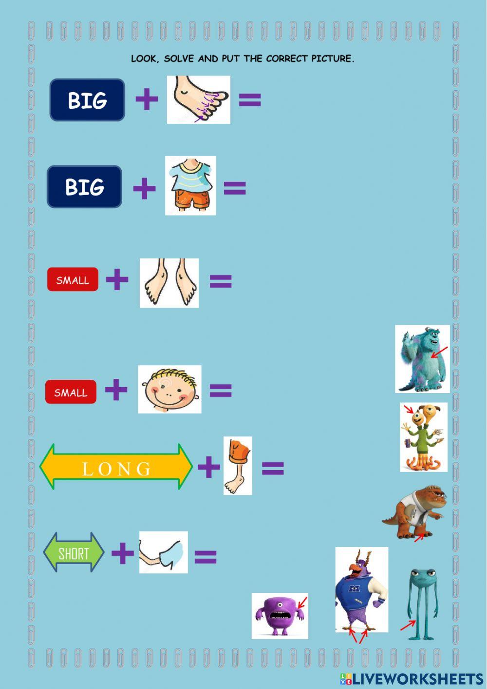 Parts of the body and adjectives