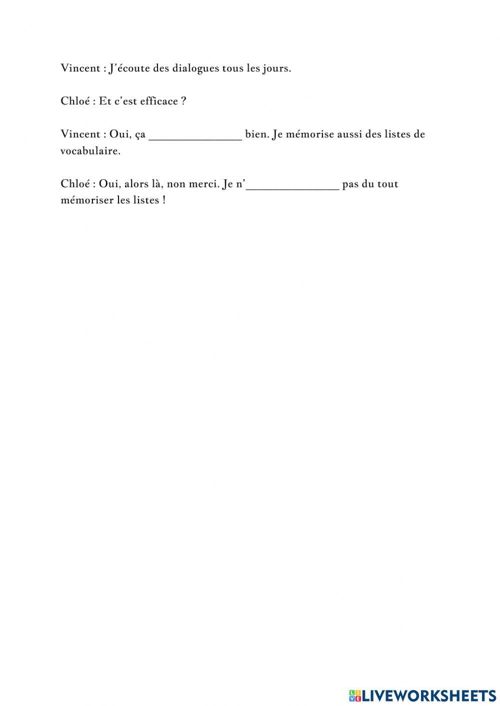 Verbes du premier groupe.