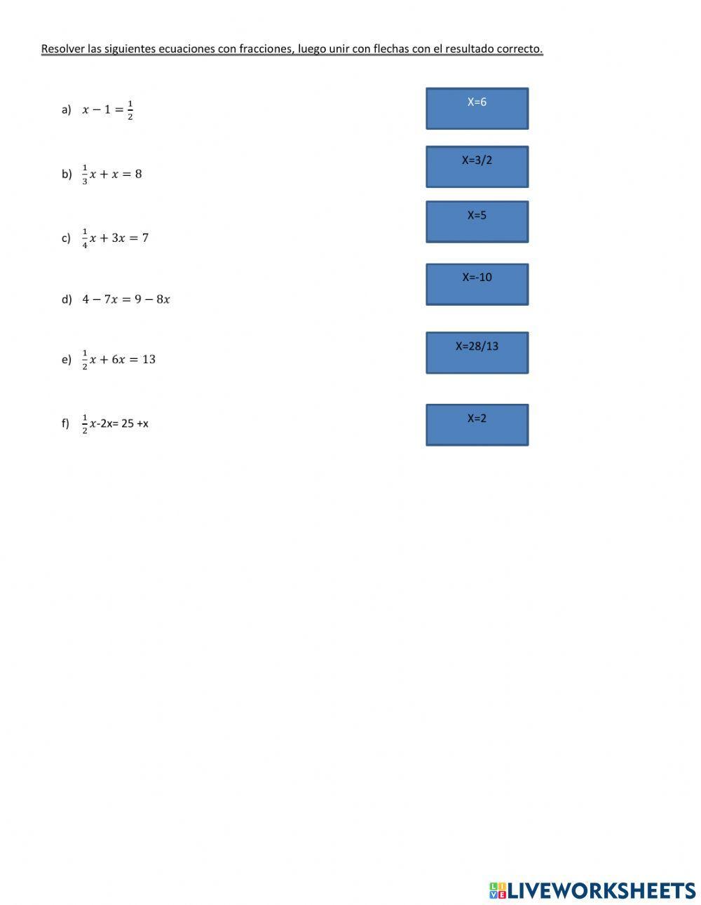 Ecuaciones con fracciones