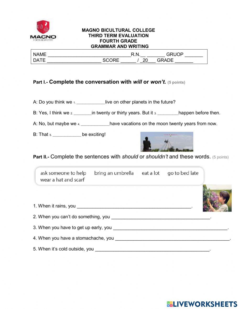 Trimester 3 grammar 4th