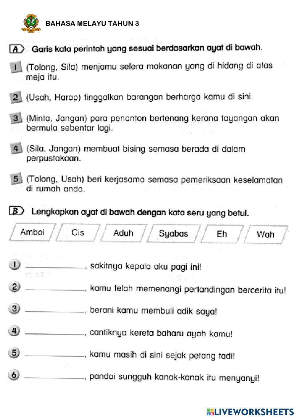 Kata Perintah dan Kata Seru