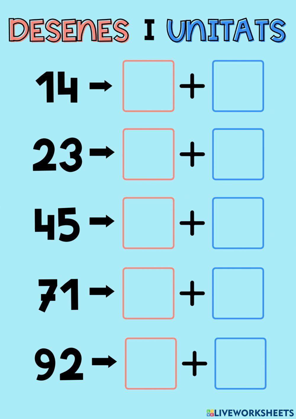Descomponemos decenas y unidades