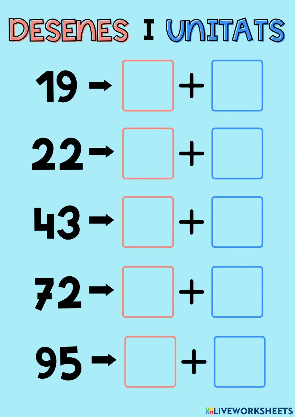 Descomponemos decenas y unidades