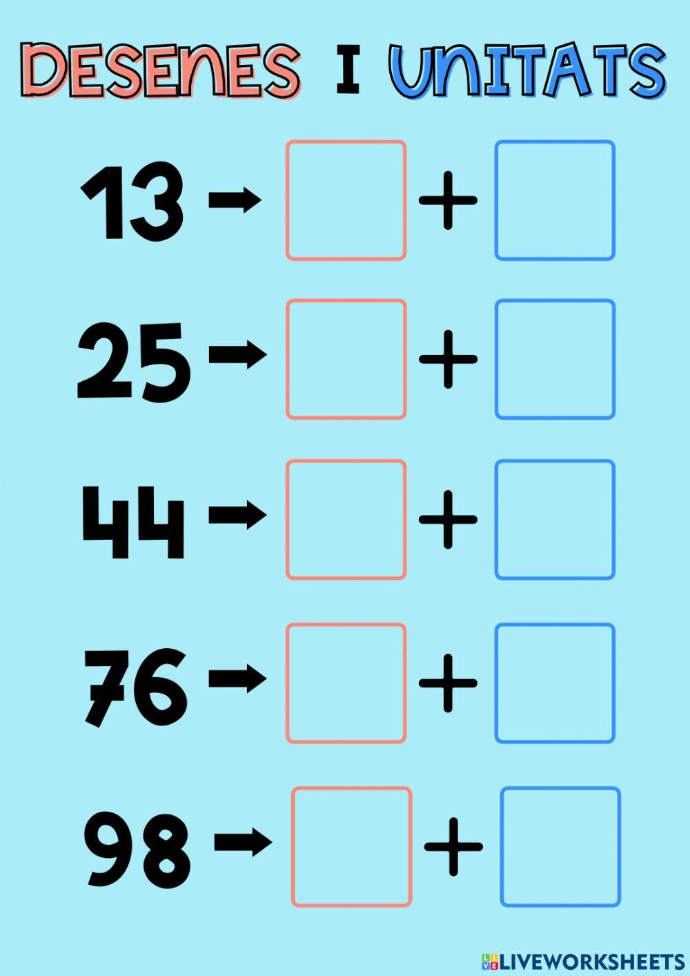 Descomponemos decenas y unidades