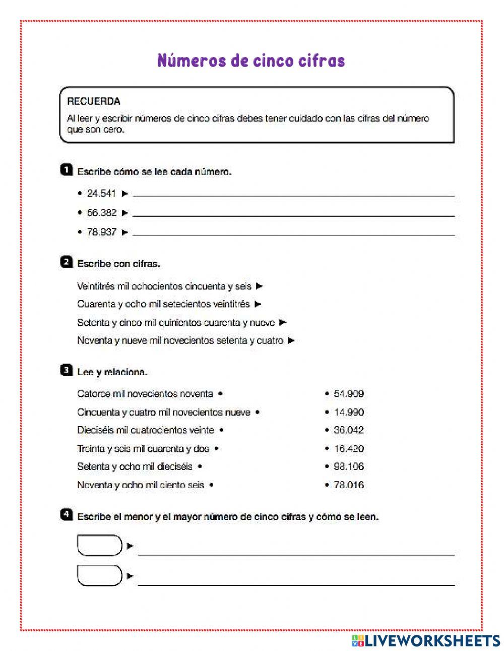 Números de 5 cifras