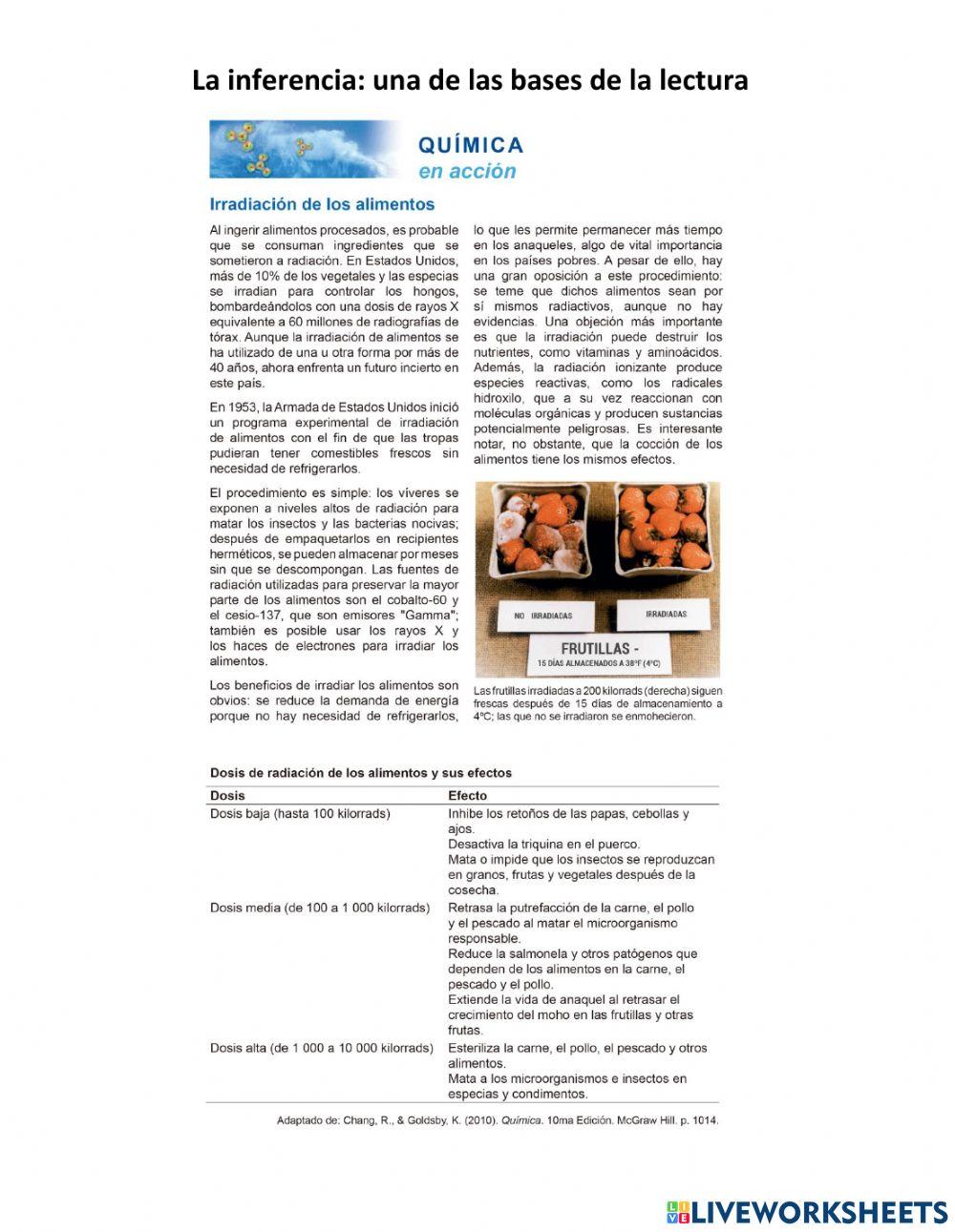 Comprensión lectora Química en acción