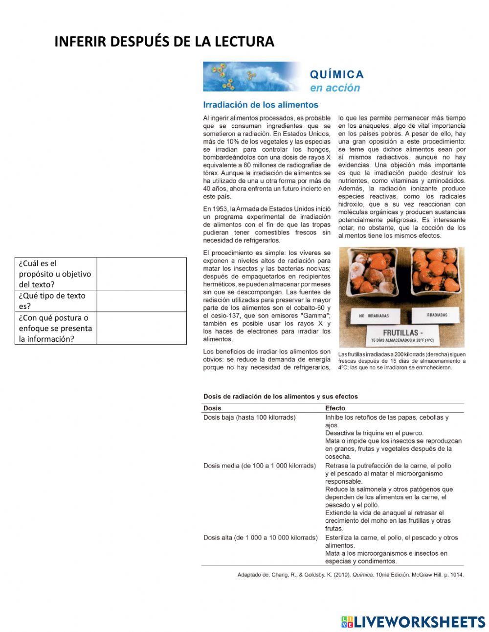 Comprensión lectora Química en acción