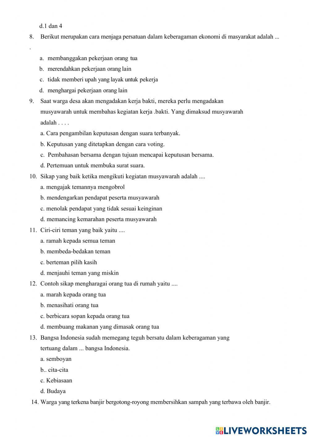 Latihan Ujian Sekolah PPKN