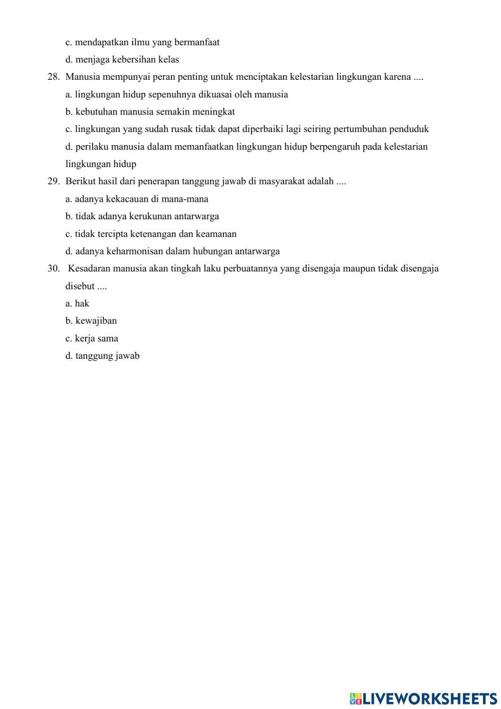 Latihan Ujian Sekolah PPKN