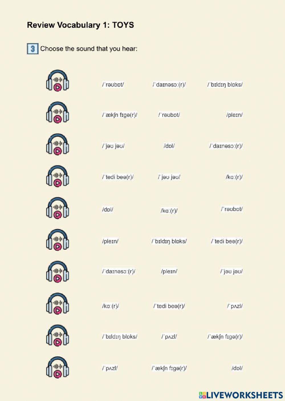 Pre-A1 Vocabulary: Toys