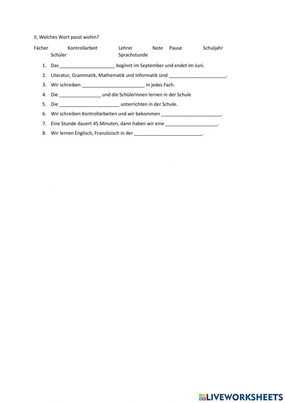 Leseverstehen - Jule in der Schule BF