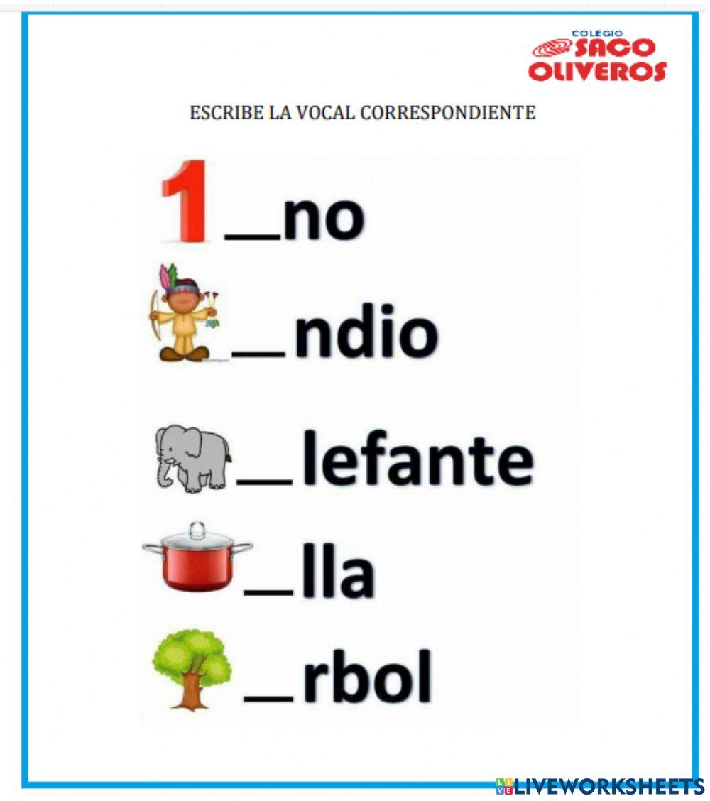 Escribir las vocales