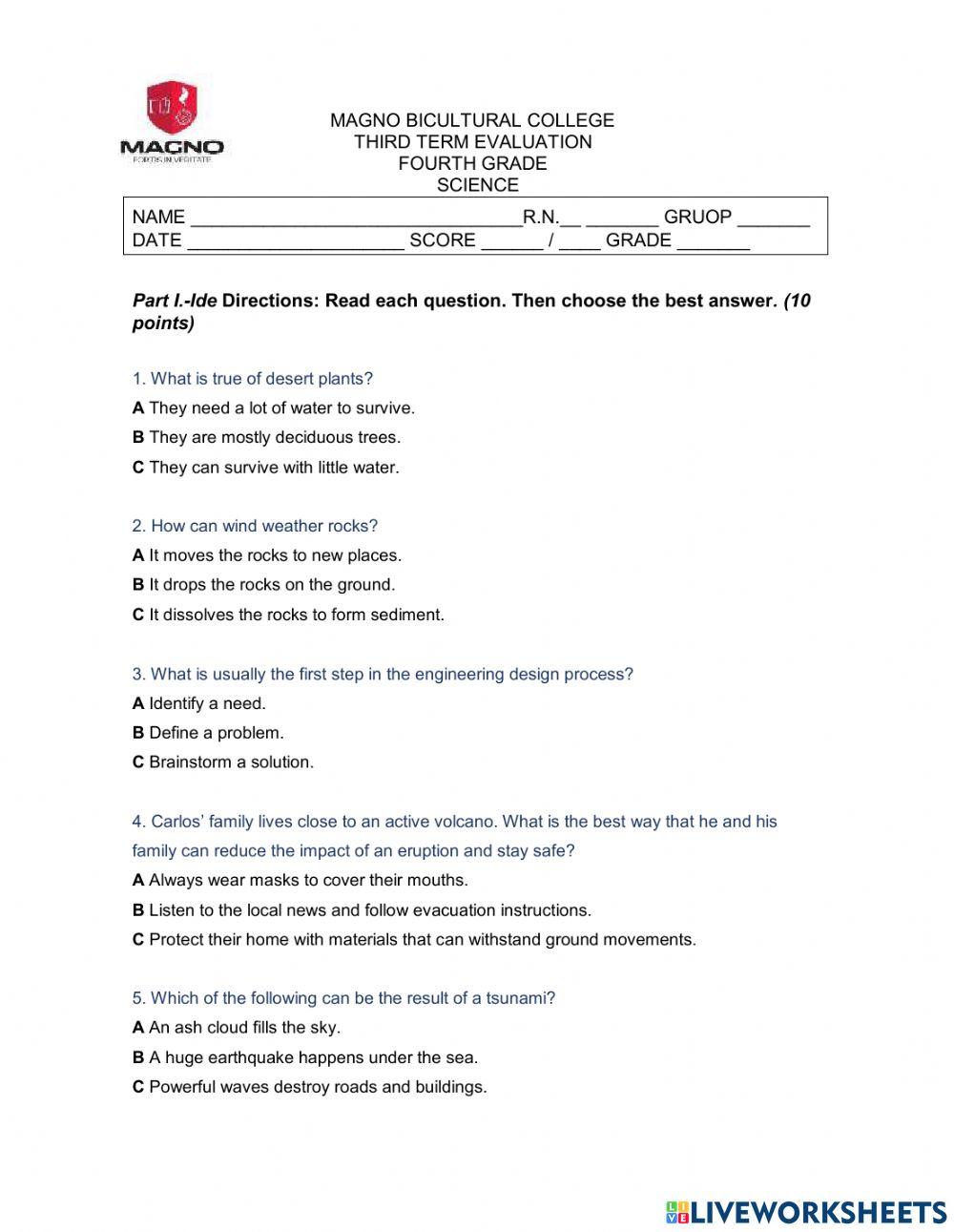 Trimester 3 science 4th
