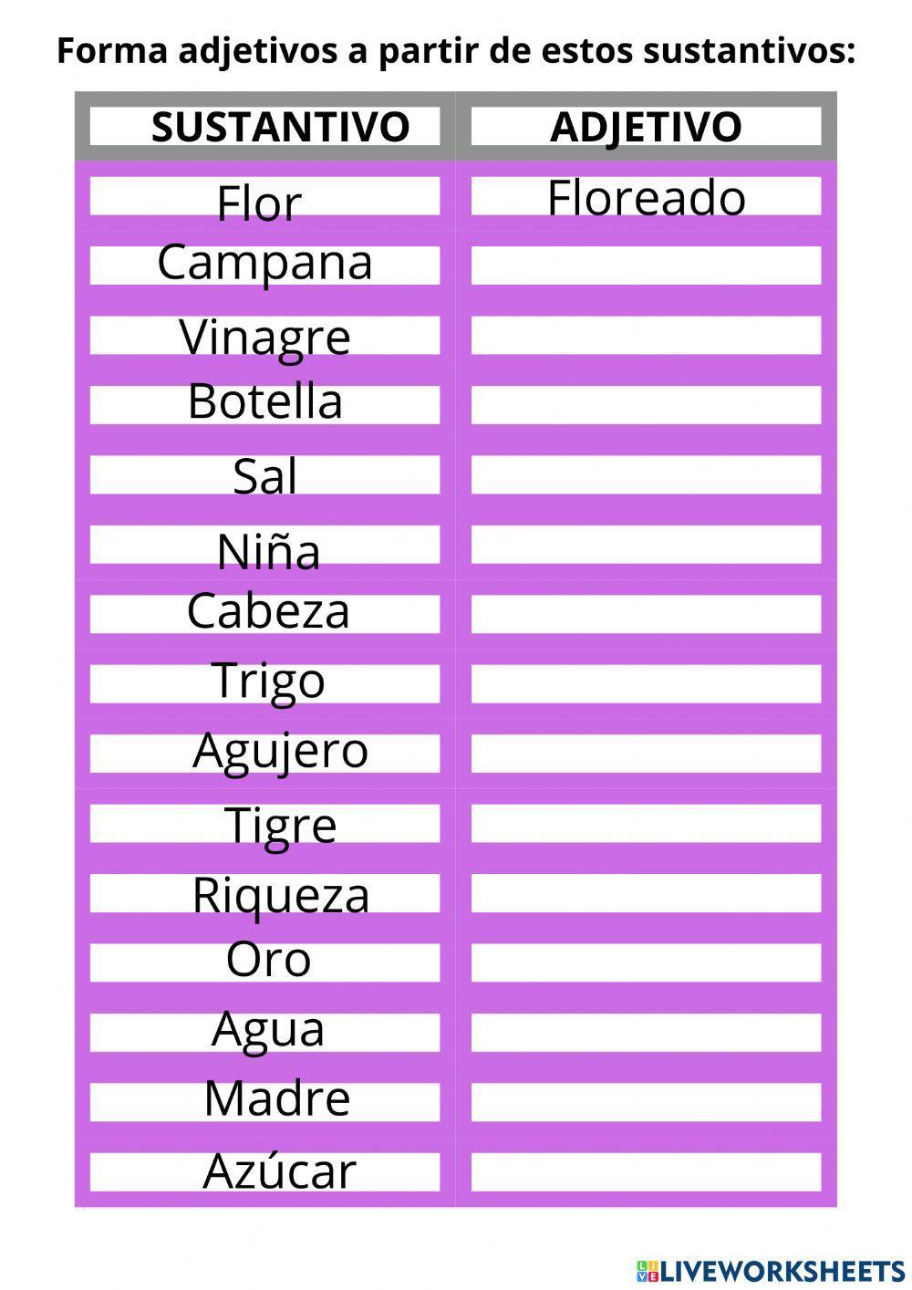 Sustantivos- Adjetivos Sustantivos- Adjetivos