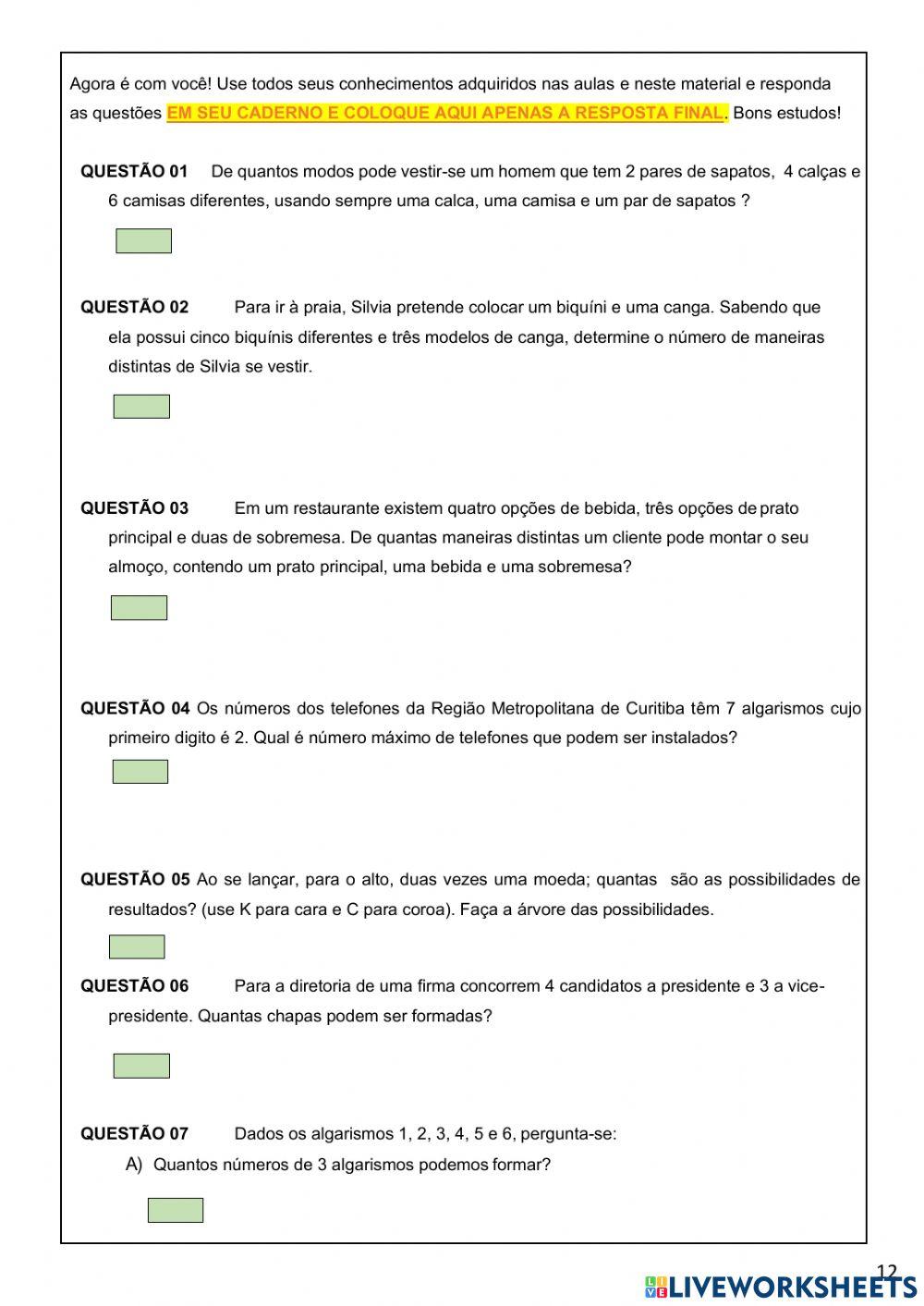 Fatorial- permutação - arranj0 - combinação
