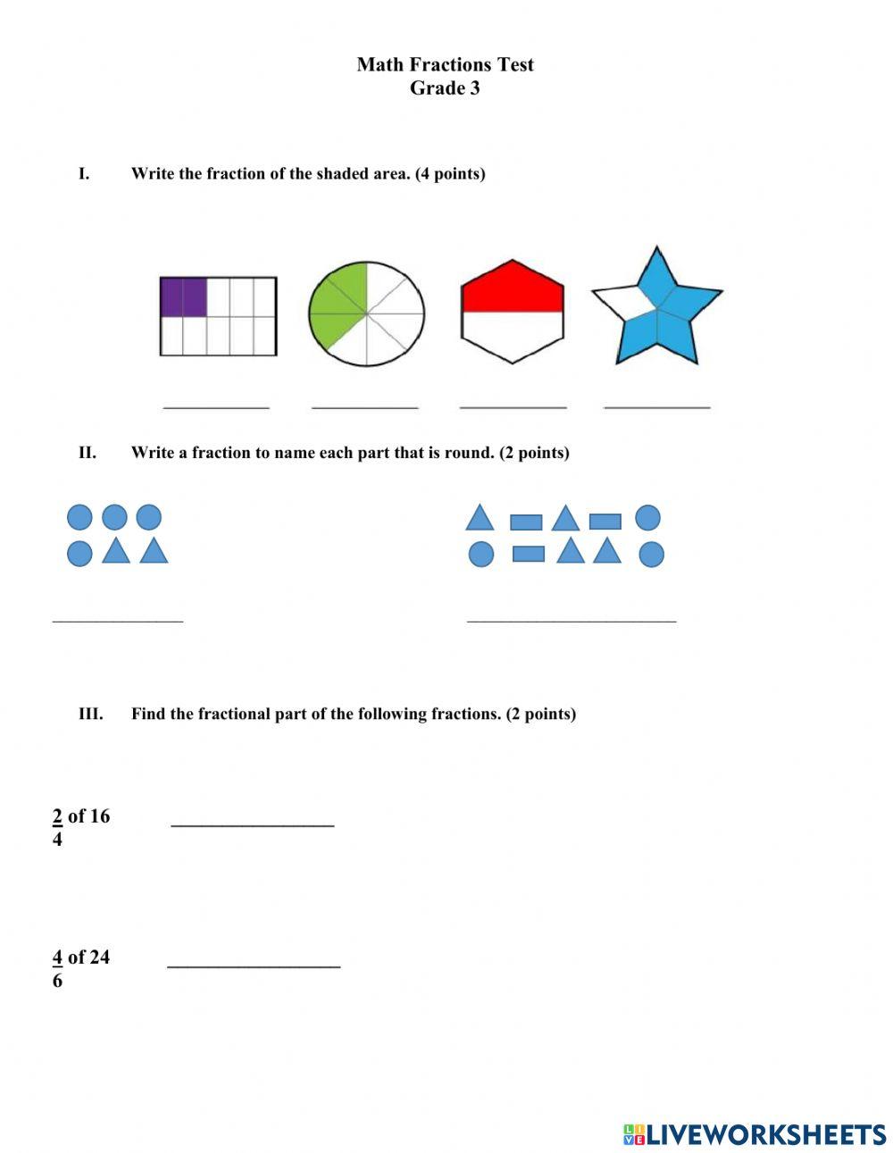 Fractions test