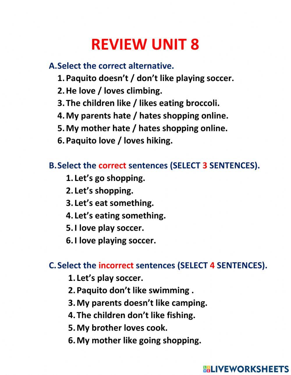 Review unint 8
