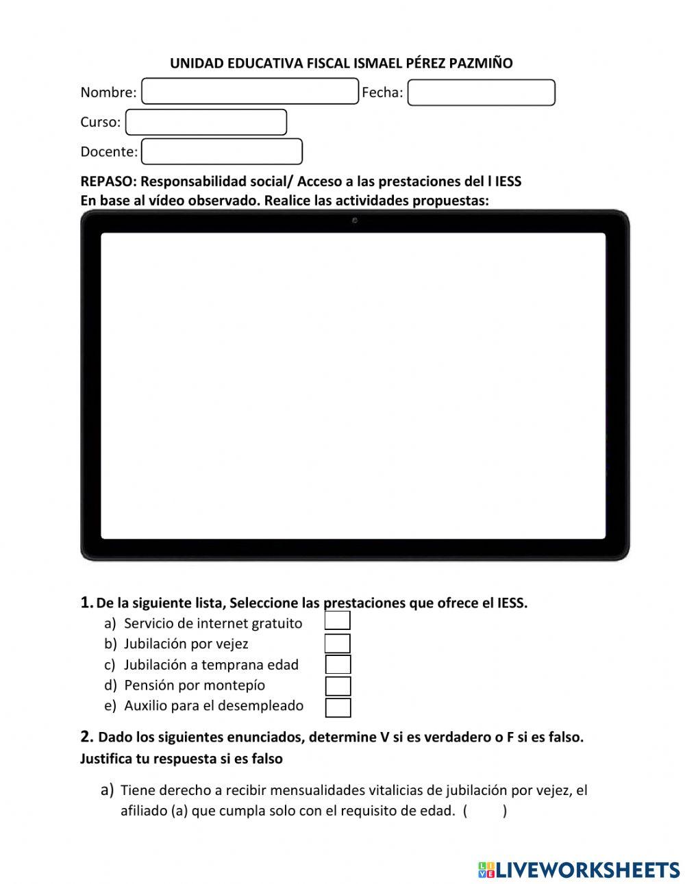 Responsabilidad social- Acceso a las prestaciones del IESS Responsabilidad social- Acceso a las prestaciones del IESS