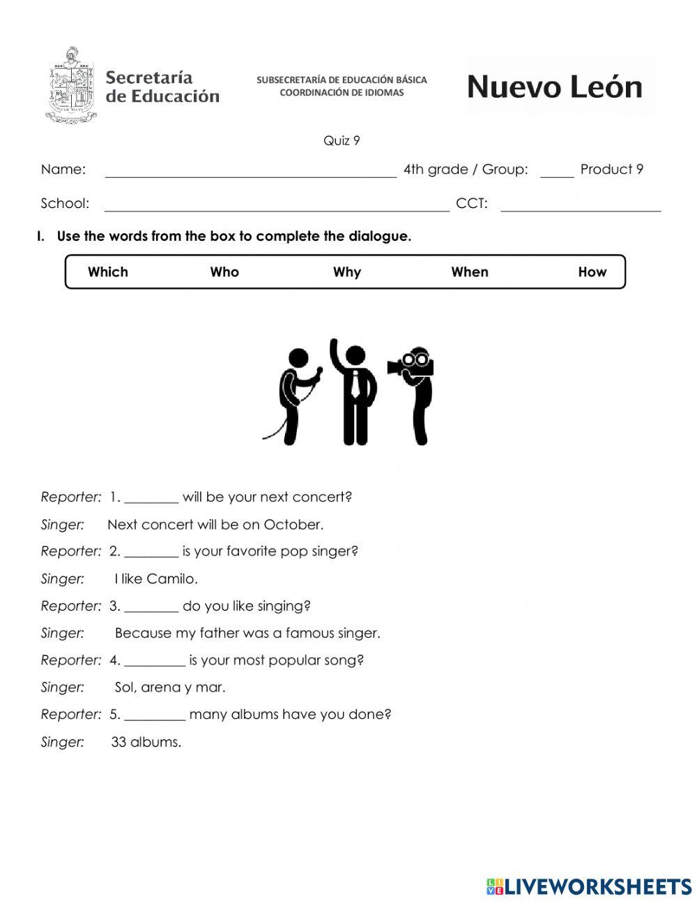 Quiz MAYO CUARTO grado