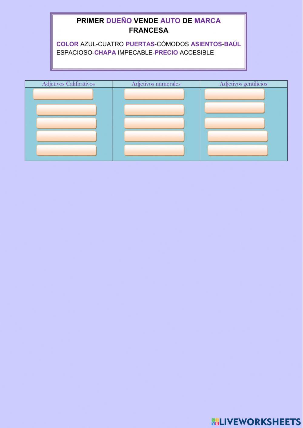 Sustantivos y adjetivos
