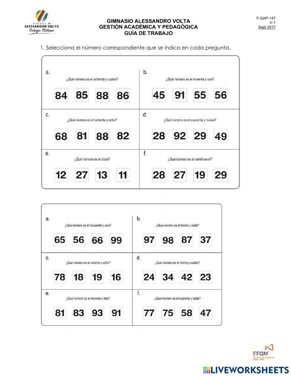 Identificación de números