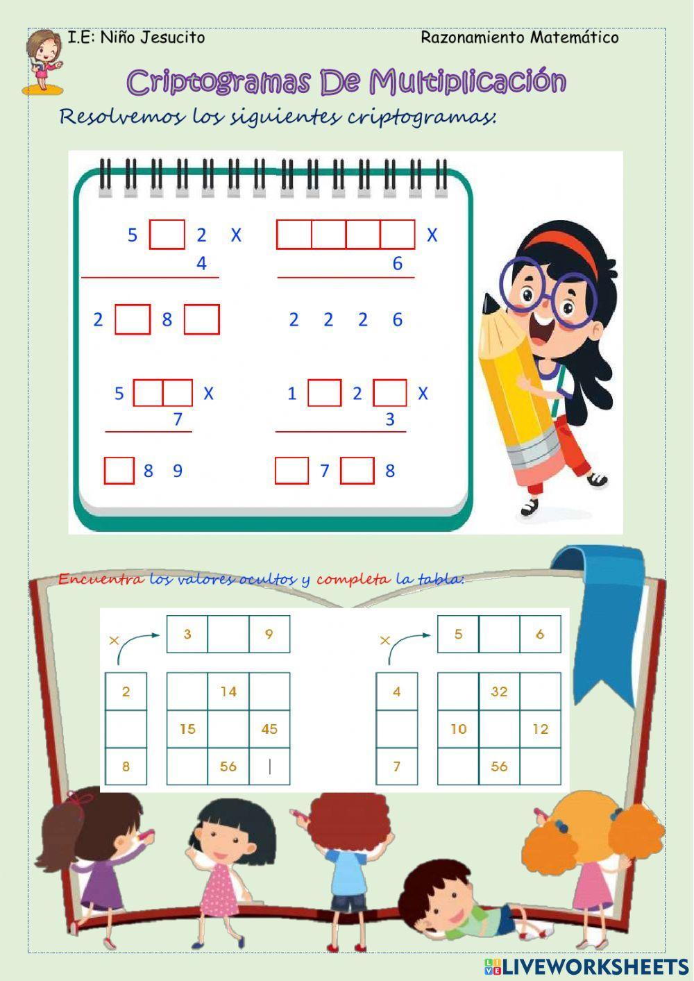 Criptogramas de MULTIPLICACIÓN