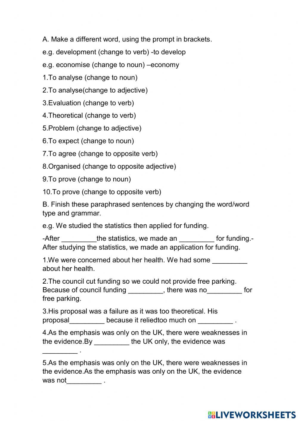 PARAPHRASING EXERCISING