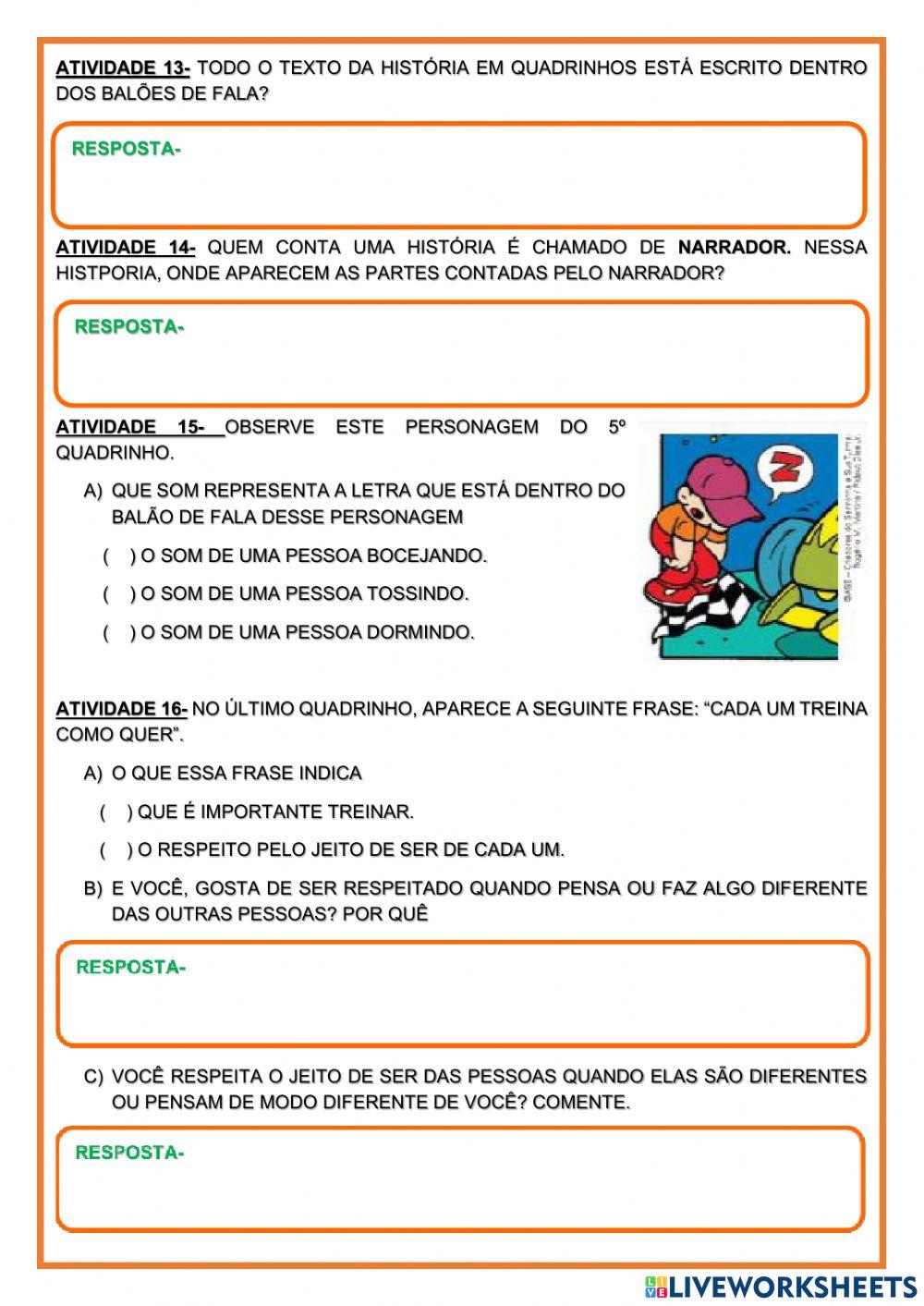 Trabalho interdisciplinar de língua portuguesa e ensino religioso