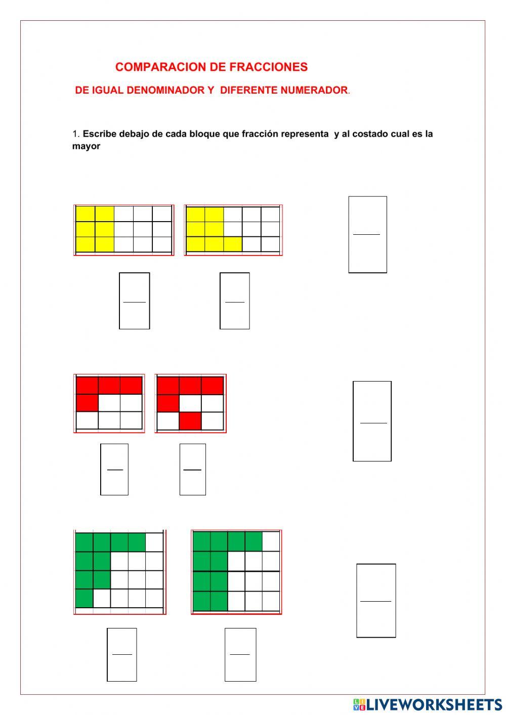 Comparación de Fracciones