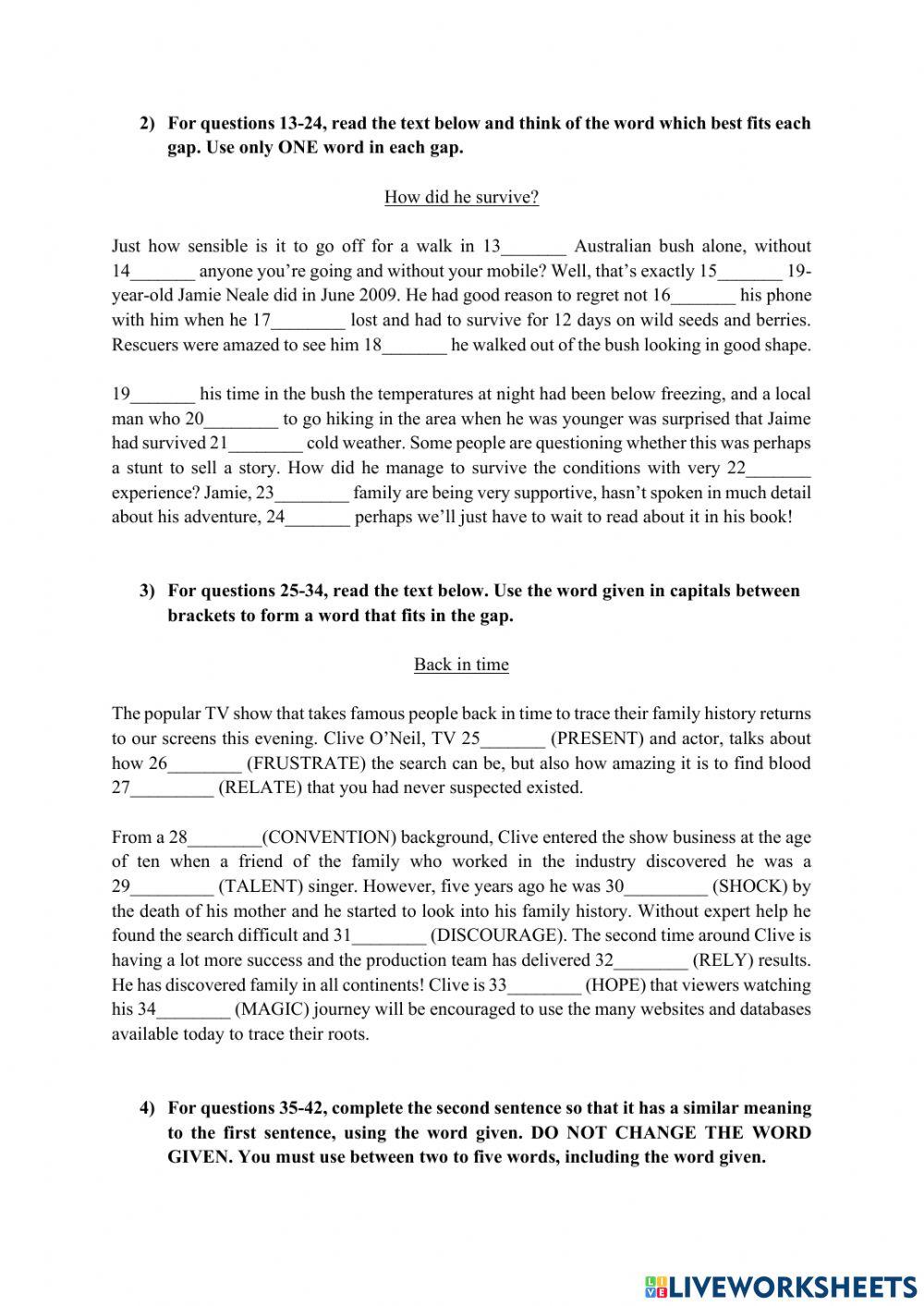 First Certificate Mock Exam