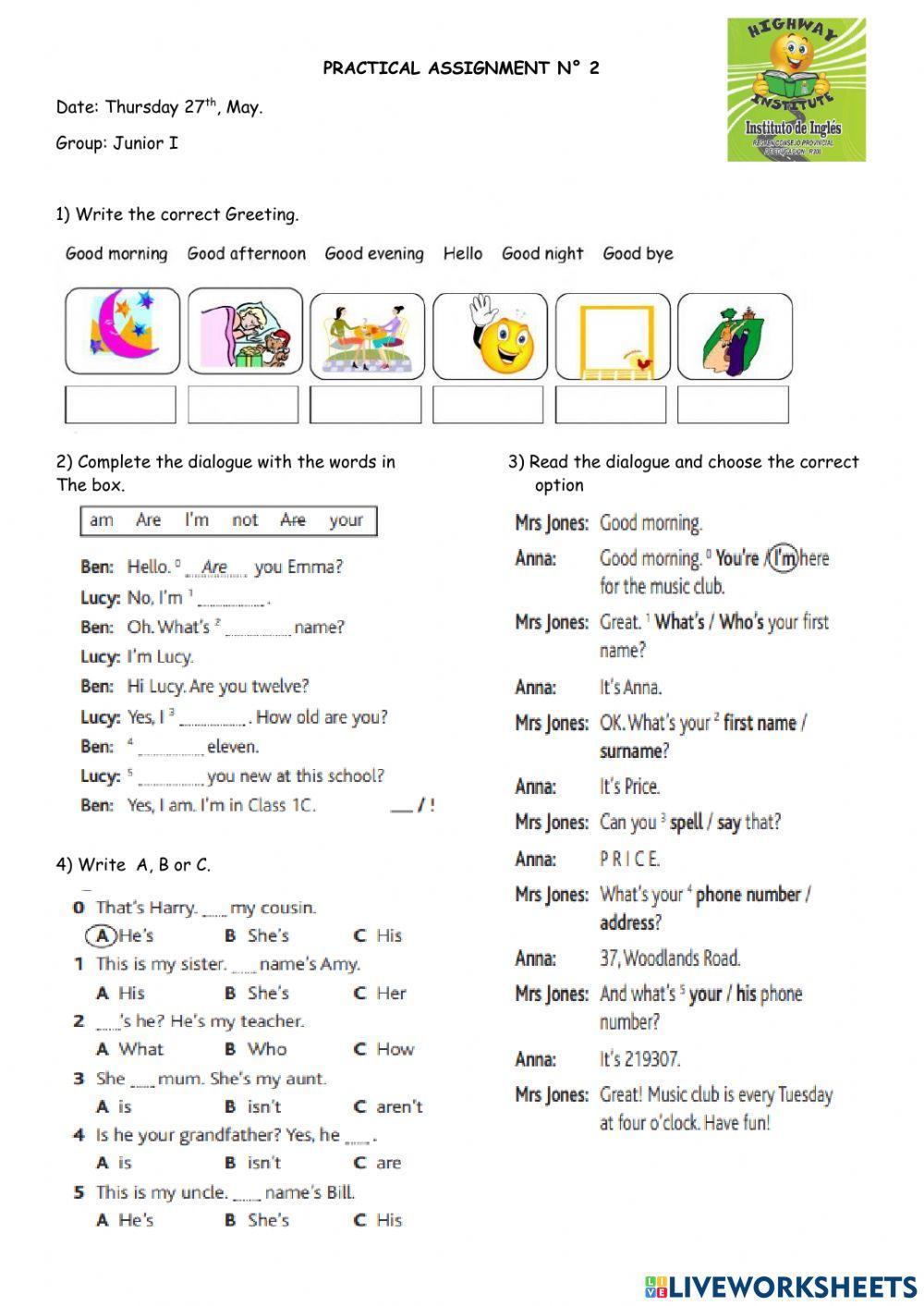 Practical Assignment N° 1. Junior I