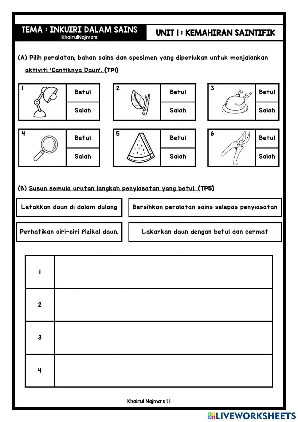 Unit 1 : Kemahiran Saintifik