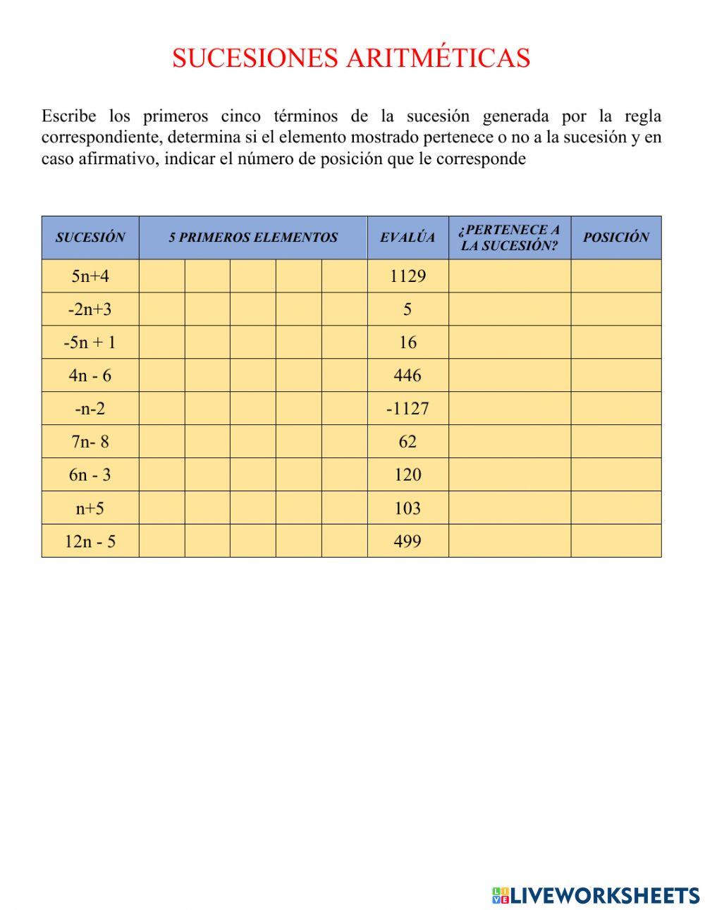Sucesiones aritméticas