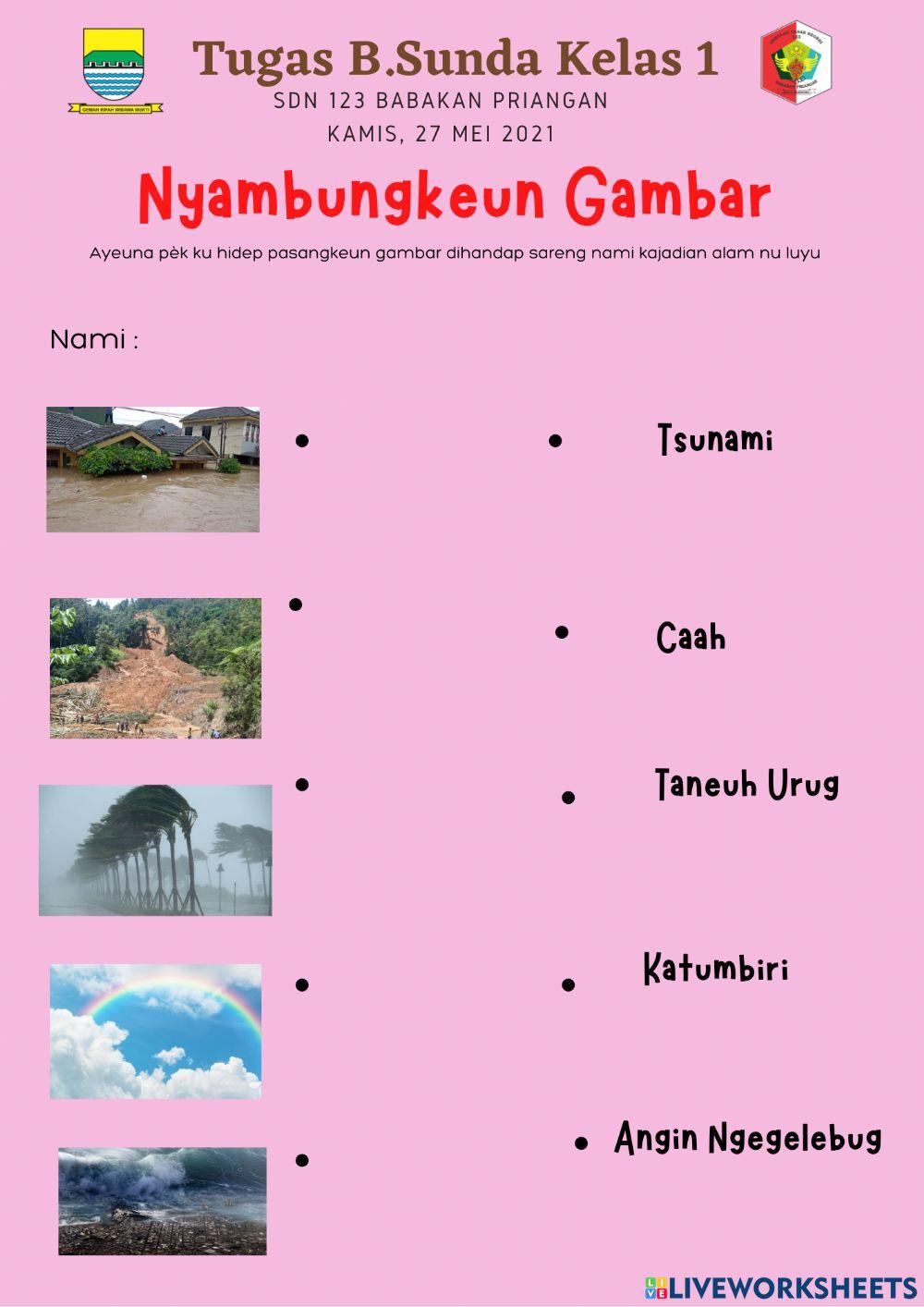 Tugas B.Sunda Menjodohkan Kajadian Alam