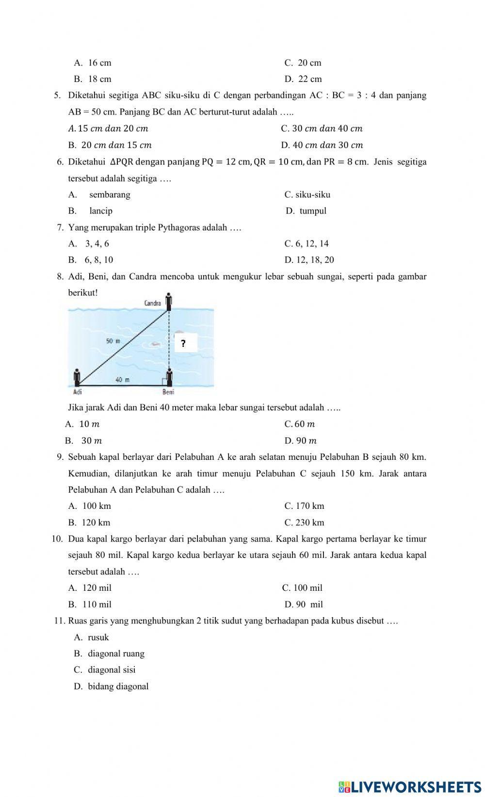 Pat matematika kelas 8