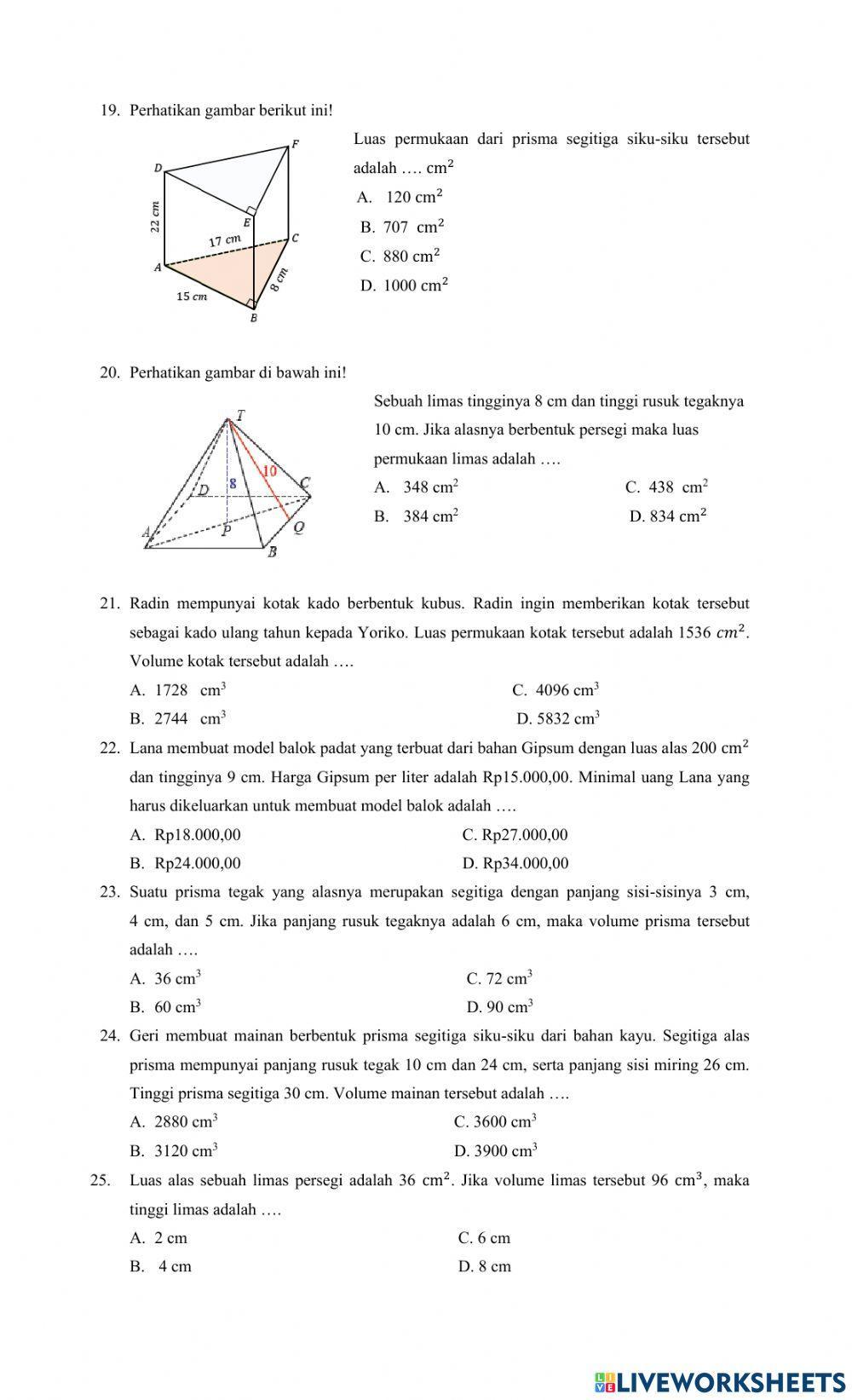 Pat matematika kelas 8