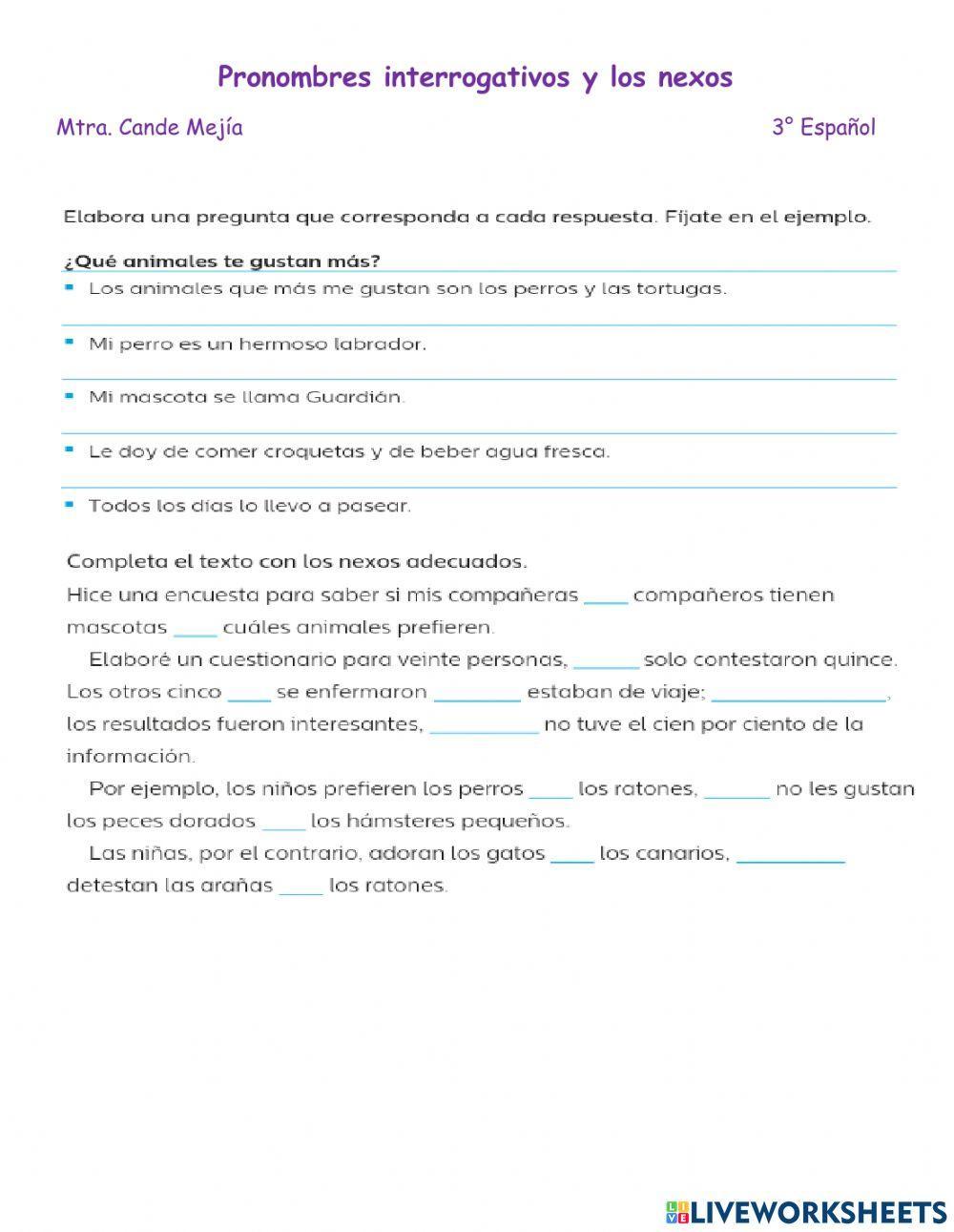 Pronombres interrogativos y los nexos