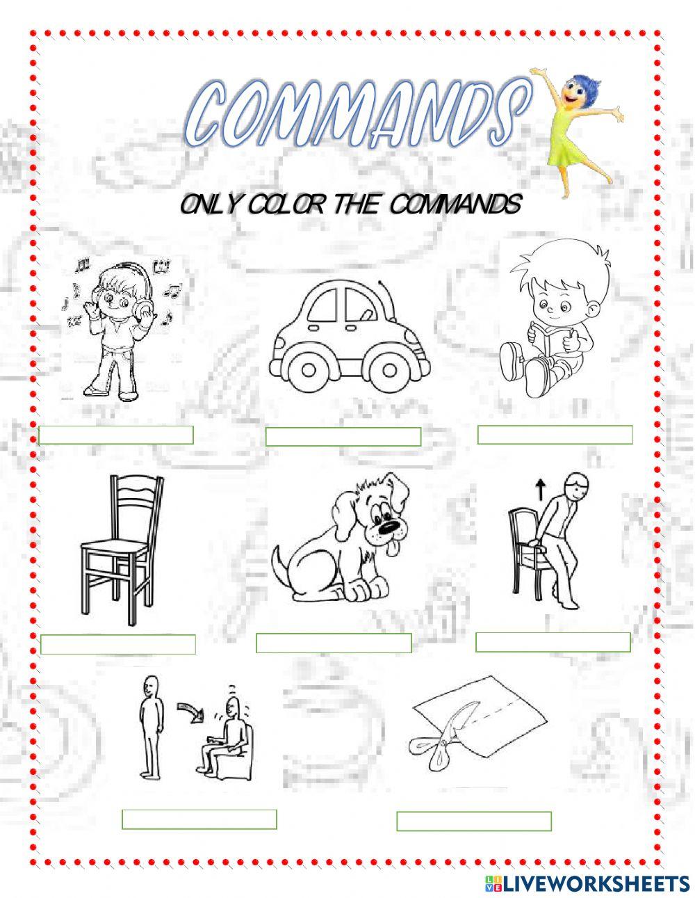 Commands online pdf exercise for Preescolar | Live Worksheets