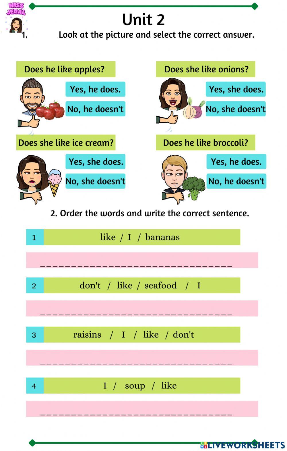 Likes Dislikes Can Can't Sports