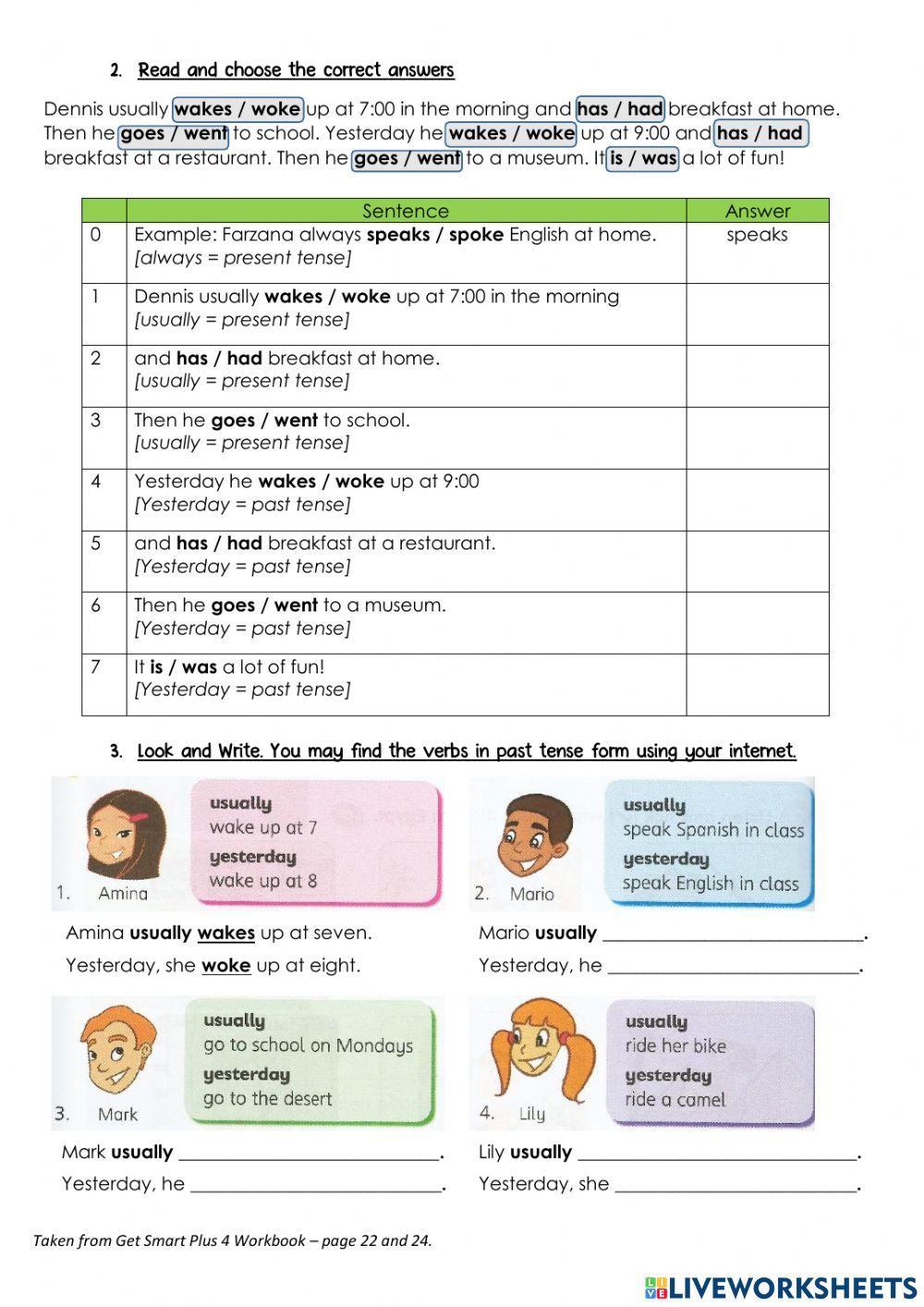 Year 4 - In the past  Workbook (page 22 - 24)