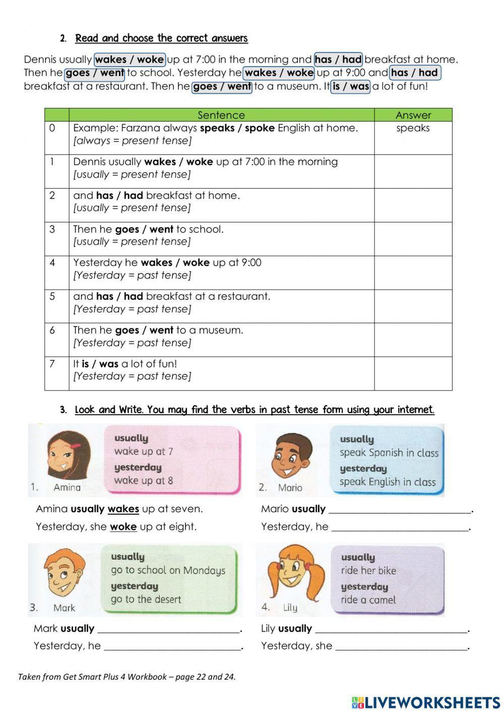 Year 4 - In the past  Workbook (page 22 - 24)