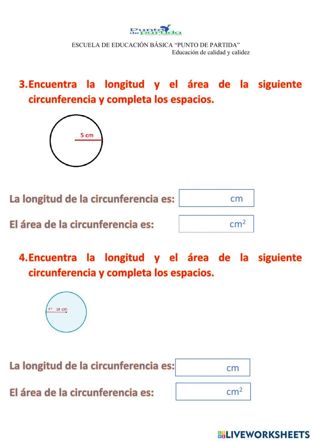 Longitud y área de la circunferencia