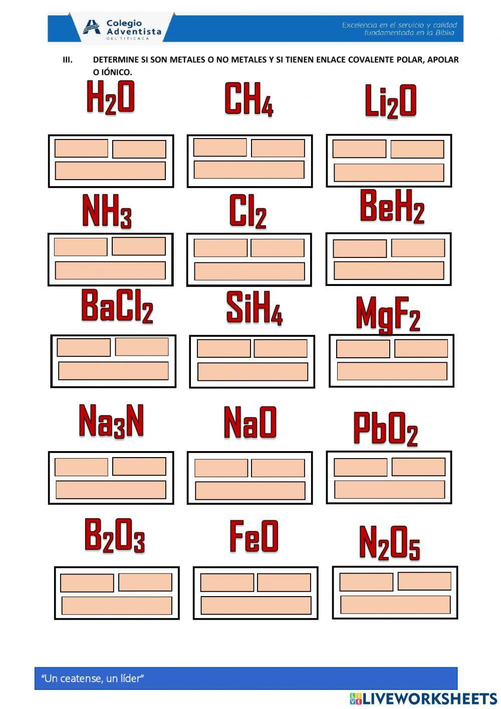 Practica enlace quimico