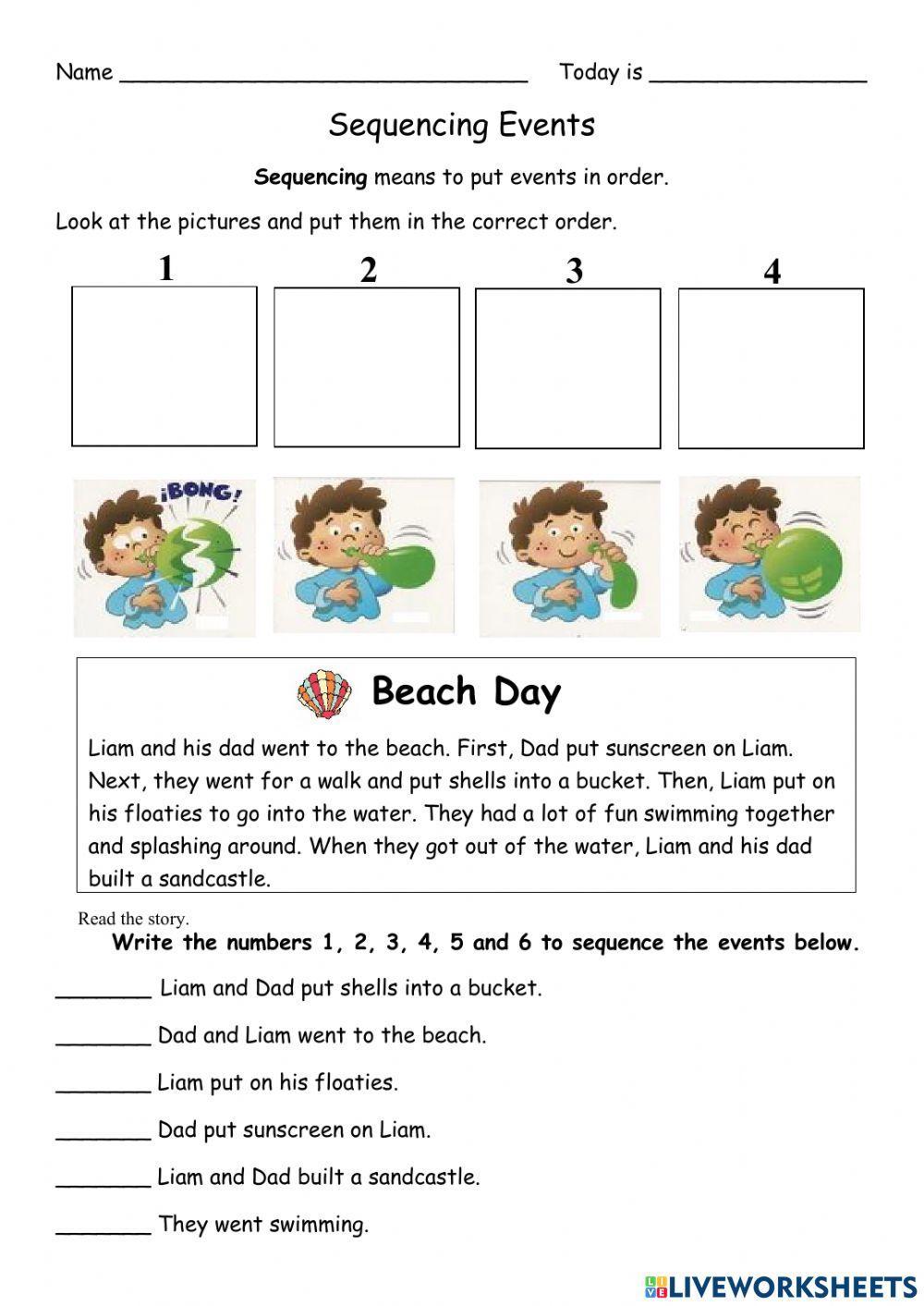 Sequencing Events Worksheet - Reading