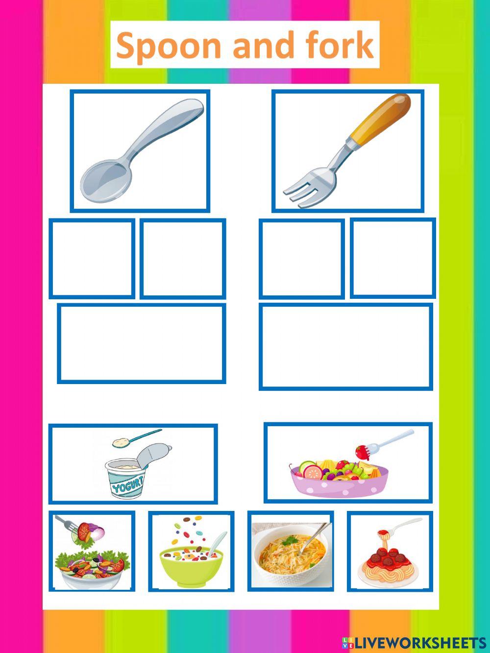 Drag and drop Spoon and Fork worksheet Live Worksheets
