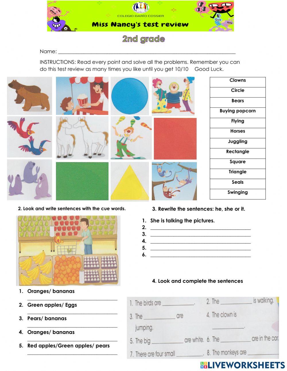 INGLES - 2ND GRADE Cuestionario Mayo 2021