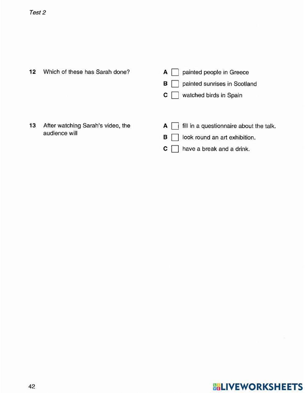 PET 4 - Listening - Test 2 - Part 2