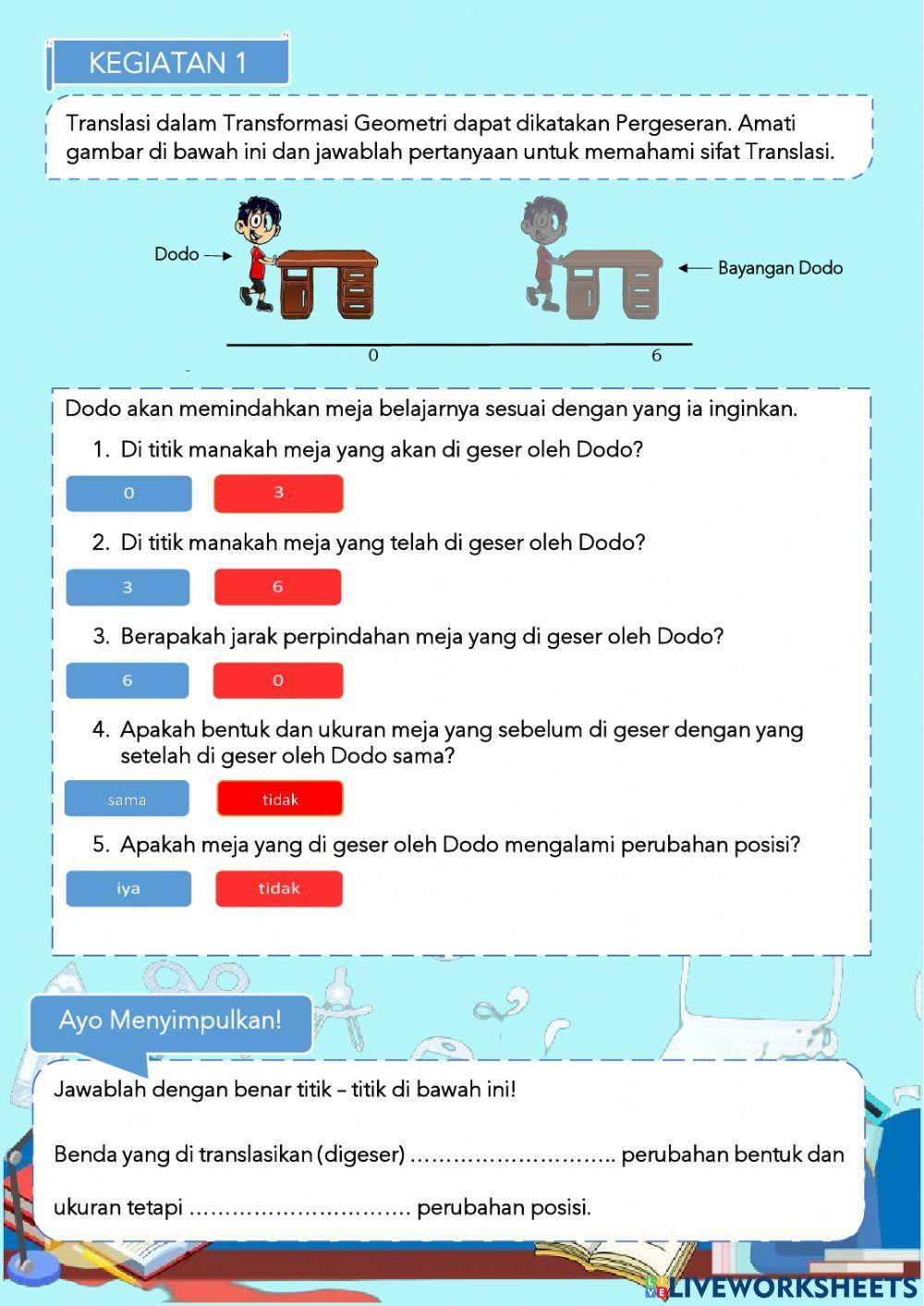 Lkpd transformasi geometri - translasi Lkpd transformasi geometri - translasi