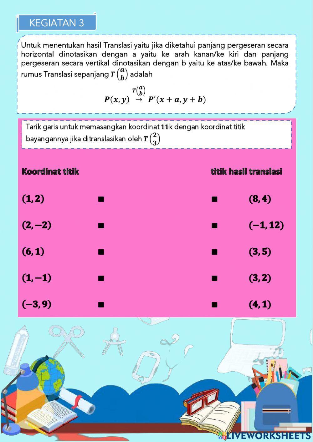 Lkpd transformasi geometri - translasi Lkpd transformasi geometri - translasi