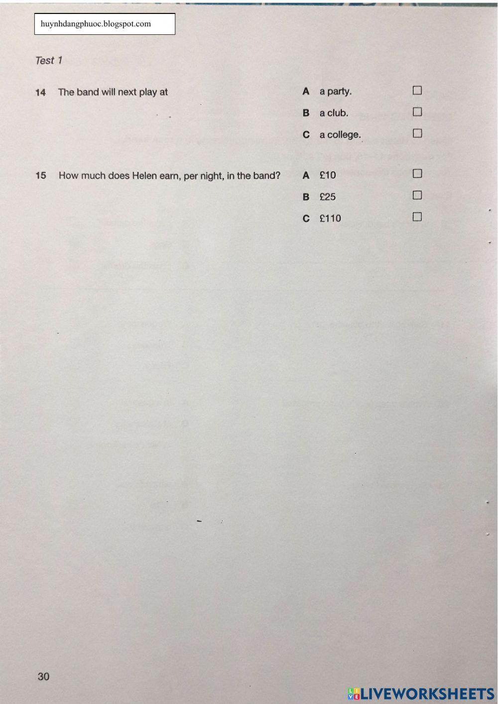 K5 - Listening - Test 1 - Part 3